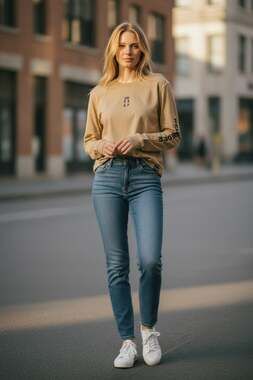 Be A Good Person 'BAGP' Logo Long Sleeve Tan T-Shirt